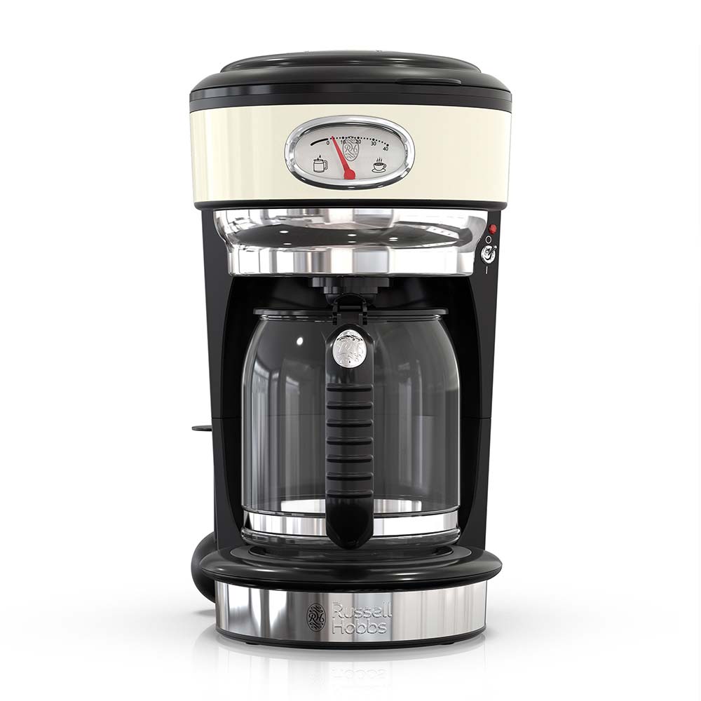 Retro Style 8 Cup Coffeemaker Cream Stainless Steel Russell